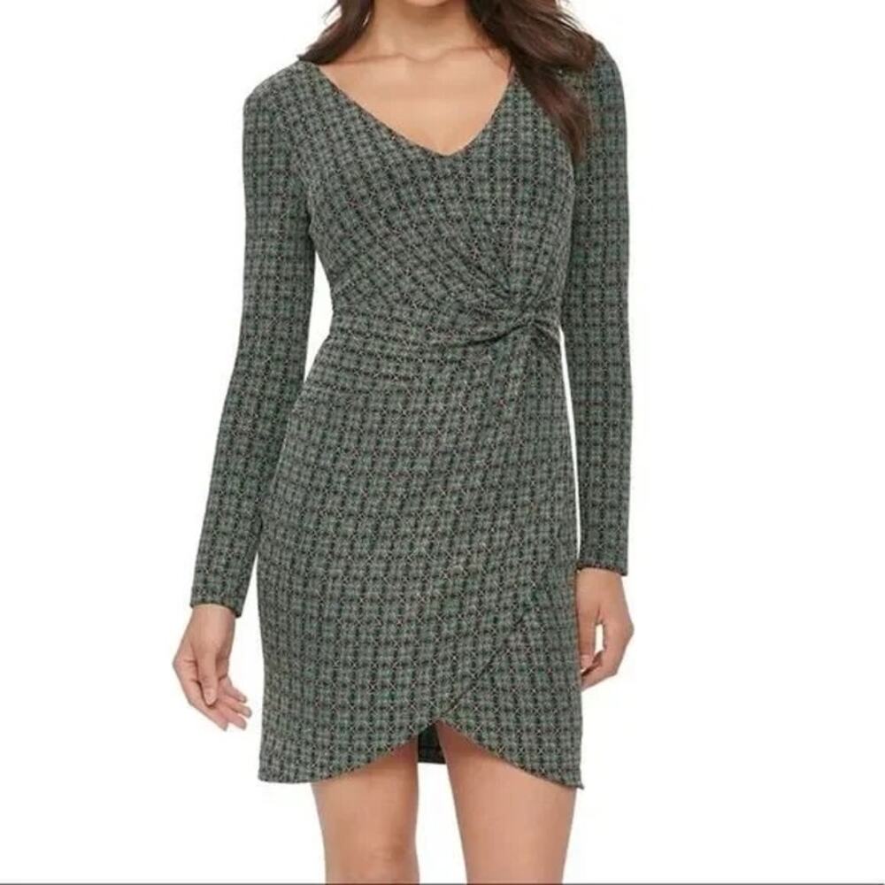 Guess Women Glam Metallic Dress Sexy Going Out Party Tulip Hem Green 4